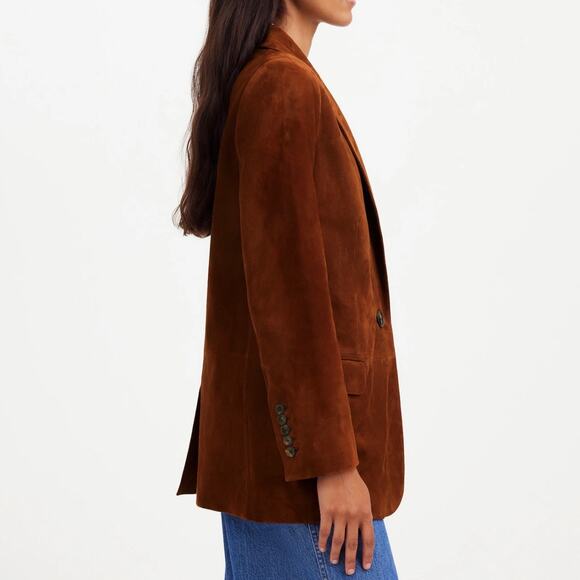 Madewell Women’s The Kline Leather Blazer Size 2 Soft Mohagany - Picture 7 of 16